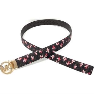 Michael Kors Reversible MK Logo Brown/Flower Print Belt MK Buckle Large NWT